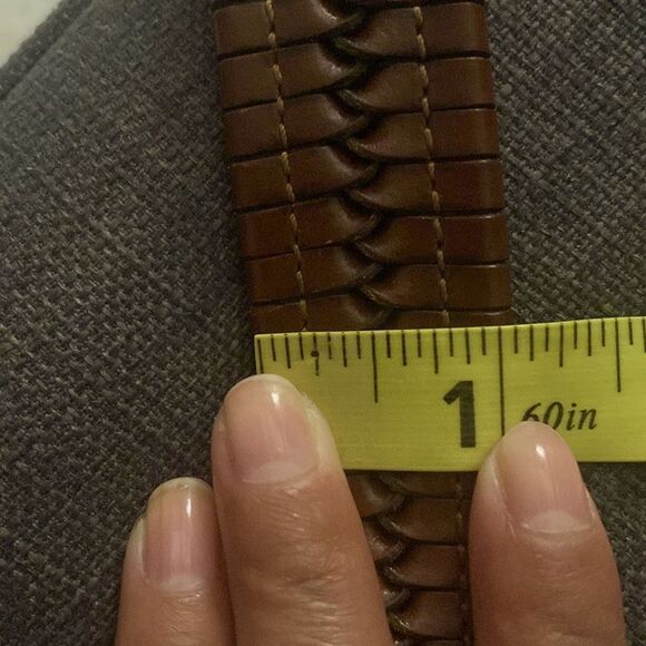 CREMIEUX Brown Woven Full Grain Cowhide Leather Belt Women's Size 38 - Picture 6 of 6